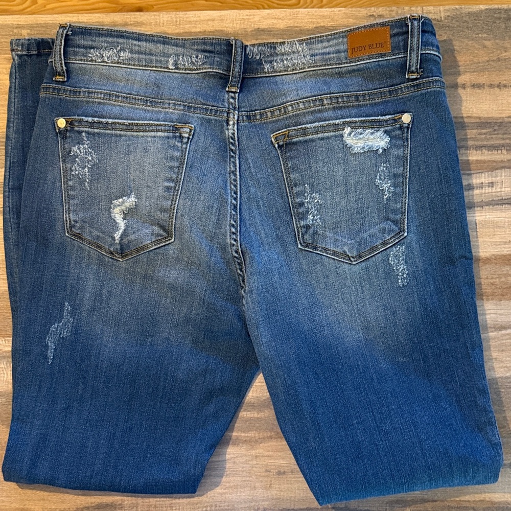 Judy Blue Distressed Skinny Jeans - Blue - Picture 7 of 7